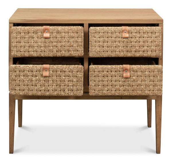 Sarreid Gewe Woven Front Chest Of Drawers - Stylish Acacia With Driftwood Finish For Elegant Storage Solutions Tan  53432