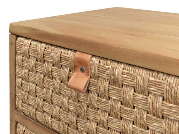 Sarreid Gewe Woven Front Chest Of Drawers - Stylish Acacia With Driftwood Finish For Elegant Storage Solutions Tan  53432