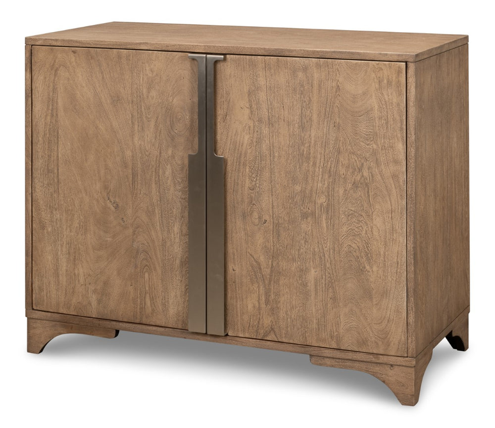 Sarreid Augustus 2 Door Cabinet - Stylish Flaky Pine Finish With Acacia & Iron In Antique Nickel Design Tan  53435
