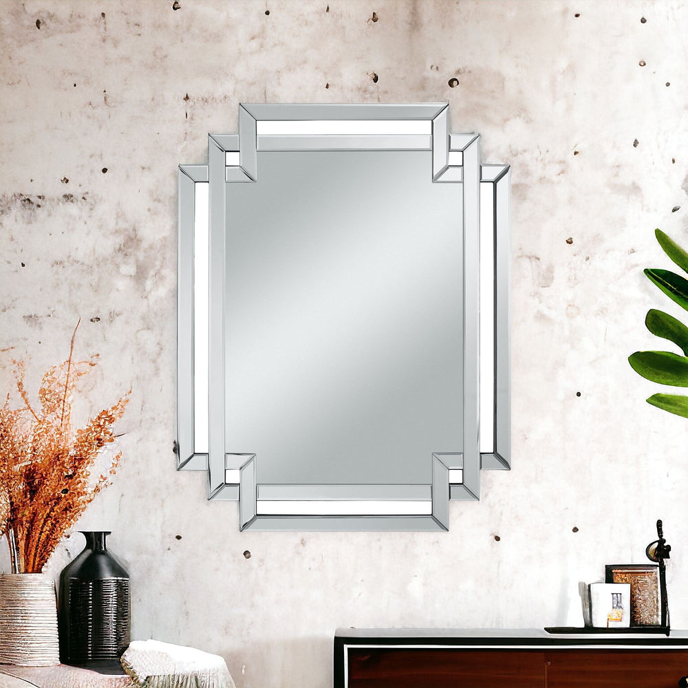 Homeroots 35" Clear Unframed Art Deco Accent Mirror  Glass 534353