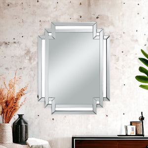 Homeroots 35" Clear Unframed Art Deco Accent Mirror  Glass 534353