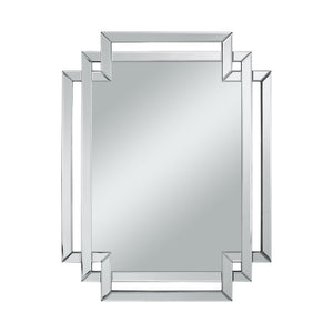 Homeroots 35" Clear Unframed Art Deco Accent Mirror  Glass 534353