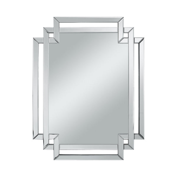 Homeroots 35" Clear Unframed Art Deco Accent Mirror  Glass 534353