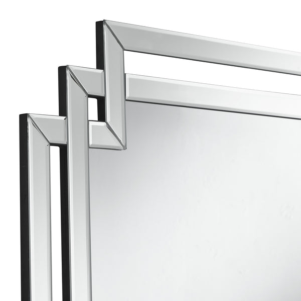 Homeroots 35" Clear Unframed Art Deco Accent Mirror  Glass 534353