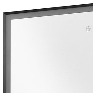 Homeroots 53" Black Lighted Metal Framed Accent Mirror  Glass 534358