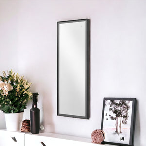 Homeroots 53" Black Lighted Metal Framed Accent Mirror  Glass 534358