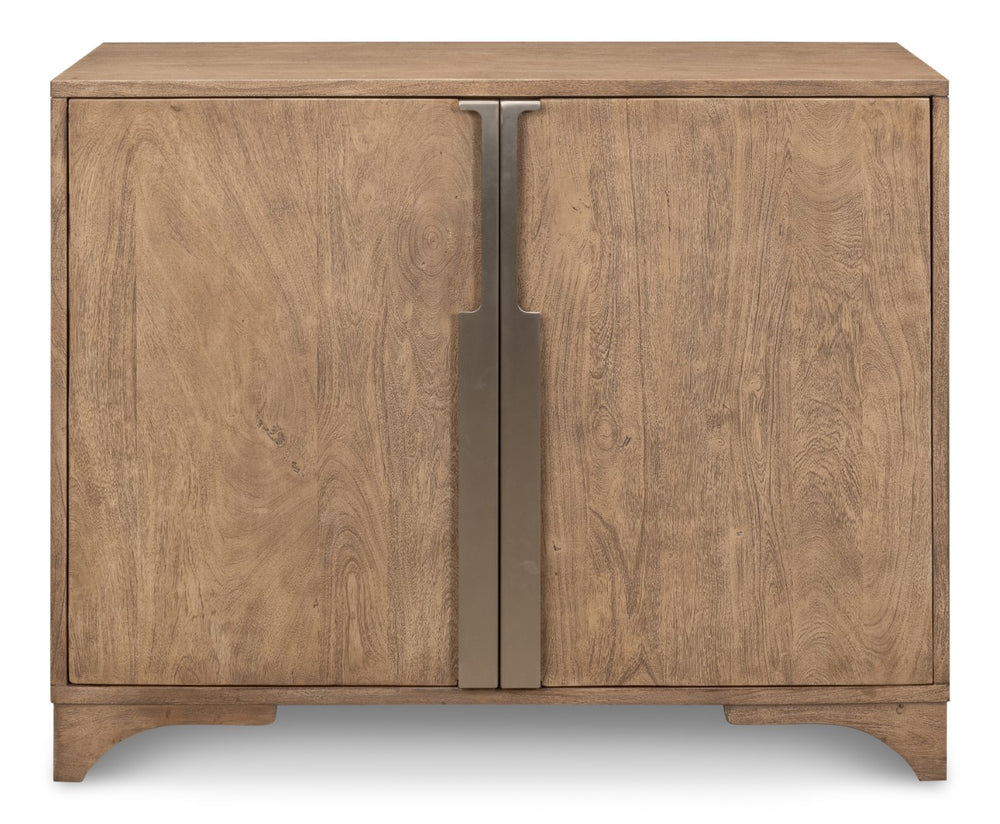 Sarreid Augustus 2 Door Cabinet - Stylish Flaky Pine Finish With Acacia & Iron In Antique Nickel Design Tan  53435