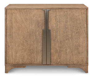 Sarreid Augustus 2 Door Cabinet - Stylish Flaky Pine Finish With Acacia & Iron In Antique Nickel Design Tan  53435
