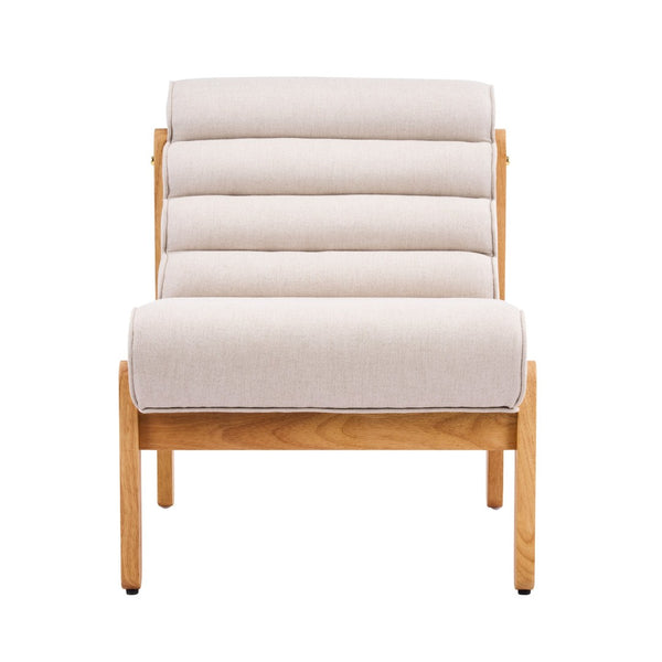 English Elm Fluffy Shearling Accent Chair Plush Tiered Back Solid Wood Frame Cozy Reading Nook Beige+Natural N767P366257E