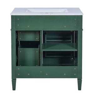 English Elm 30'' Bathroom Vanity Set With Mirror, Modern Freestanding Cabinet, Ceramic Sink & Ample Storage Space SW000127AAF-1