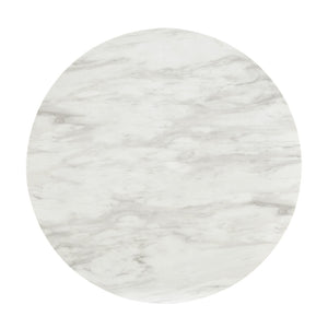 HomeRoots 42" White Marble Pedestal Dining Table with Gold Base - Modern Round Design for Stylish Spaces 534367