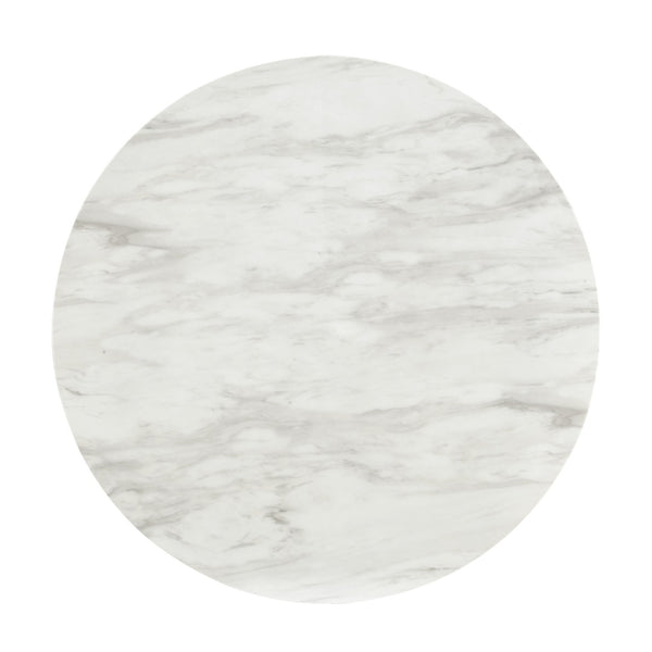 HomeRoots 42" White Marble Pedestal Dining Table with Gold Base - Modern Round Design for Stylish Spaces 534367