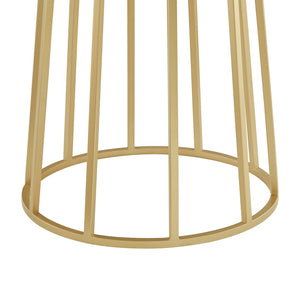 HomeRoots 42" White Marble Pedestal Dining Table with Gold Base - Modern Round Design for Stylish Spaces 534367