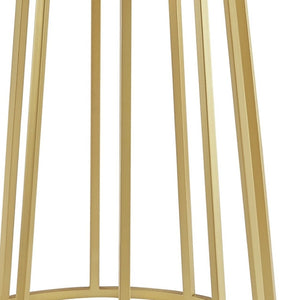 HomeRoots 42" White Marble Pedestal Dining Table with Gold Base - Modern Round Design for Stylish Spaces 534367