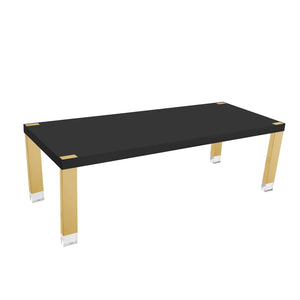 HomeRoots 95" Elegant Wood and Stainless Steel Dining Table - Modern Centerpiece for Entertaining & Dining Black/Gold 534368