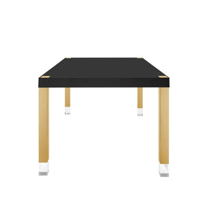 HomeRoots 95" Elegant Wood and Stainless Steel Dining Table - Modern Centerpiece for Entertaining & Dining Black/Gold 534368