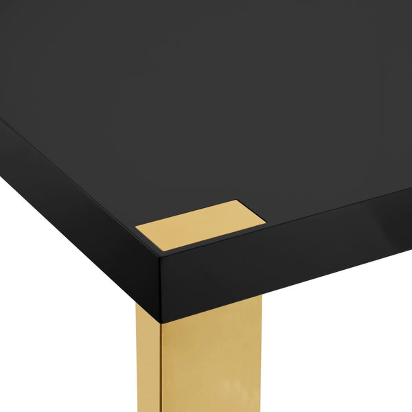 HomeRoots 95" Elegant Wood and Stainless Steel Dining Table - Modern Centerpiece for Entertaining & Dining Black/Gold 534368