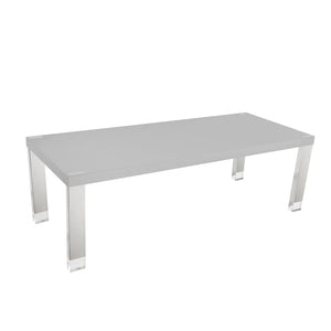 HomeRoots 95" Elegant Wood and Stainless Steel Dining Table - Modern Centerpiece for Entertaining & Dining Light Grey/Chrome 534369