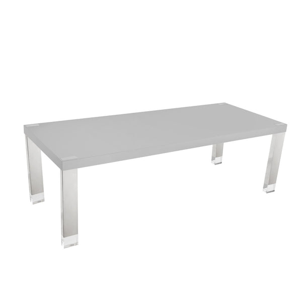 HomeRoots 95" Elegant Wood and Stainless Steel Dining Table - Modern Centerpiece for Entertaining & Dining Light Grey/Chrome 534369