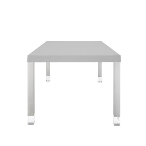 HomeRoots 95" Elegant Wood and Stainless Steel Dining Table - Modern Centerpiece for Entertaining & Dining Light Grey/Chrome 534369
