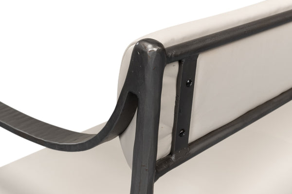 Sarreid Eliana Bench - Stylish Napa Off White Leather With Durable Gunmetal Finish Iron Frame For Elegance White  53436