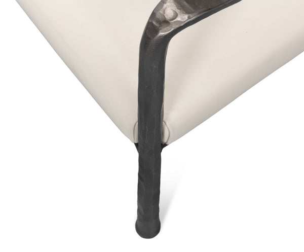 Sarreid Eliana Bench - Stylish Napa Off White Leather With Durable Gunmetal Finish Iron Frame For Elegance White  53436