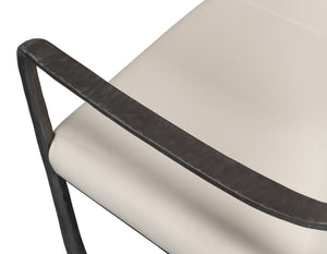 Sarreid Eliana Bench - Stylish Napa Off White Leather With Durable Gunmetal Finish Iron Frame For Elegance White  53436