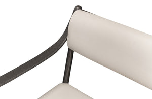 Sarreid Eliana Bench - Stylish Napa Off White Leather With Durable Gunmetal Finish Iron Frame For Elegance White  53436