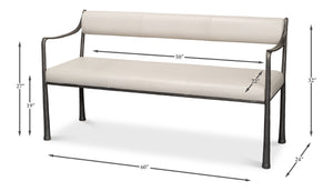Sarreid Eliana Bench - Stylish Napa Off White Leather With Durable Gunmetal Finish Iron Frame For Elegance White  53436