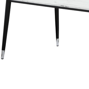 HomeRoots 91" White and Black Marble Dining Table - Elegant Rectangular Centerpiece for Modern Interiors 534371