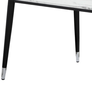 HomeRoots 91" White and Black Marble Dining Table - Elegant Rectangular Centerpiece for Modern Interiors 534371