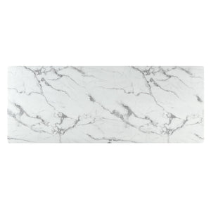HomeRoots 91" White and Black Marble Dining Table - Elegant Rectangular Centerpiece for Modern Interiors 534371