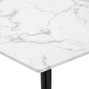 HomeRoots 91" White and Black Marble Dining Table - Elegant Rectangular Centerpiece for Modern Interiors 534371