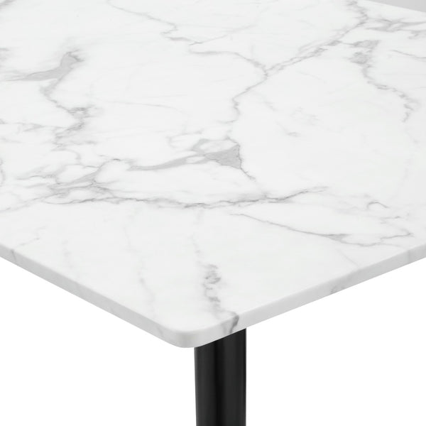 HomeRoots 91" White and Black Marble Dining Table - Elegant Rectangular Centerpiece for Modern Interiors 534371