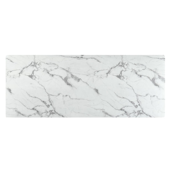 HomeRoots 90" White Marble & Gold Metal Dining Table - Modern Elegance for 10, Perfect for Any Occasion 534372