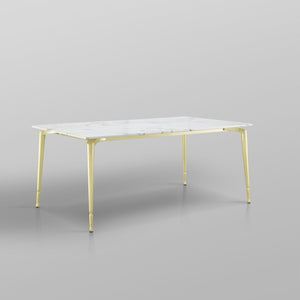 HomeRoots 71" White Marble and Gold Metal Dining Table - Luxurious Seating for 10, Modern Elegance & Versatility 534373