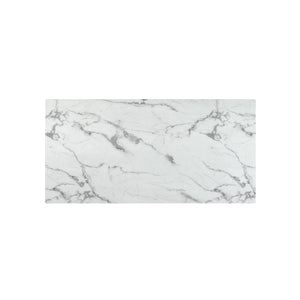HomeRoots 71" Elegant White Marble Dining Table with Silver Metal Base – Seats 10, Modern Design for Any Space 534375