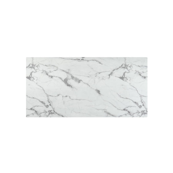 HomeRoots 71" Elegant White Marble Dining Table with Silver Metal Base – Seats 10, Modern Design for Any Space 534375