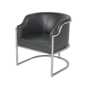 Homeroots Charcoal Genuine Leather And Stainless Curved Back Dining Or Side Chair  Metal And Wood 534390