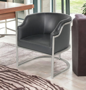 Homeroots Charcoal Genuine Leather And Stainless Curved Back Dining Or Side Chair  Metal And Wood 534390