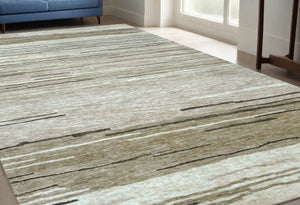 Homeroots 5' X 8' Beige And Brown Abstract Power Loom Distressed Non Skid Area Rug  Polyester 534391