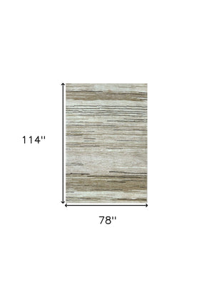 Homeroots 7' X 10' Beige And Brown Abstract Power Loom Distressed Non Skid Area Rug  Polyester 534392