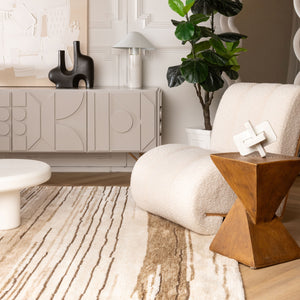 Homeroots 7' X 10' Beige And Brown Abstract Power Loom Distressed Non Skid Area Rug  Polyester 534392