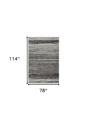 HomeRoots 5' Abstract Gray and Black Power Loomed Non-Skid Area Rug - Contemporary, Durable, Stain-Resistant Design 7' X 10' 534395