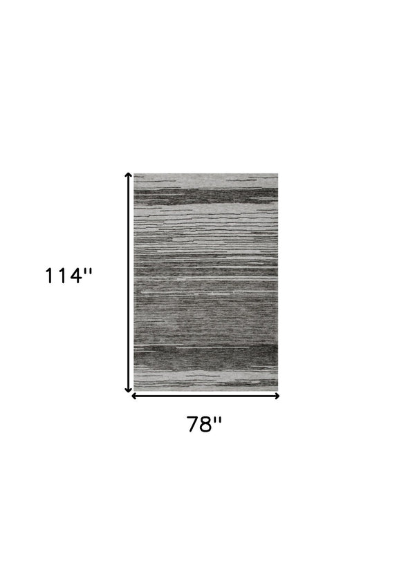 HomeRoots 5' Abstract Gray and Black Power Loomed Non-Skid Area Rug - Contemporary, Durable, Stain-Resistant Design 7' X 10' 534395