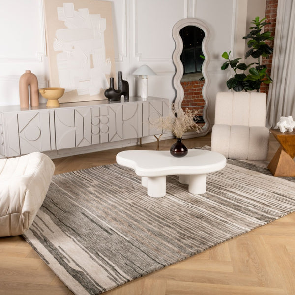 HomeRoots 5' Abstract Gray and Black Power Loomed Non-Skid Area Rug - Contemporary, Durable, Stain-Resistant Design 7' X 10' 534395