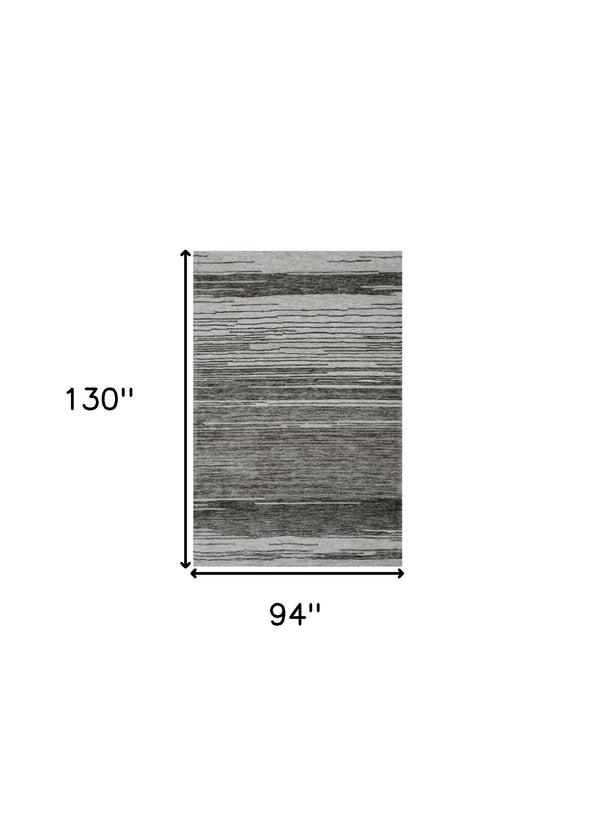 Homeroots 8' X 11' Gray And Black Abstract Power Loom Distressed Non Skid Area Rug  Polyester 534396