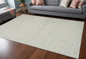 Homeroots 7' X 10' Beige And Gray Abstract Power Loom Distressed Non Skid Area Rug  Polyester 534398