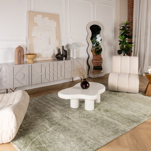 Homeroots 5' X 8' Green And Ivory Geometric Power Loom Distressed Non Skid Area Rug  Polyester 534400