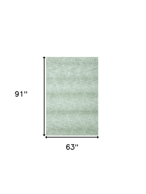 Homeroots 5' X 8' Green And Ivory Geometric Power Loom Distressed Non Skid Area Rug  Polyester 534400